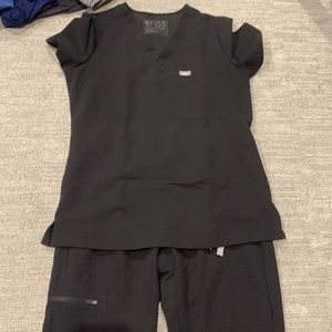 FIGS XS black Zamora jogger scrubs pants+ XS top